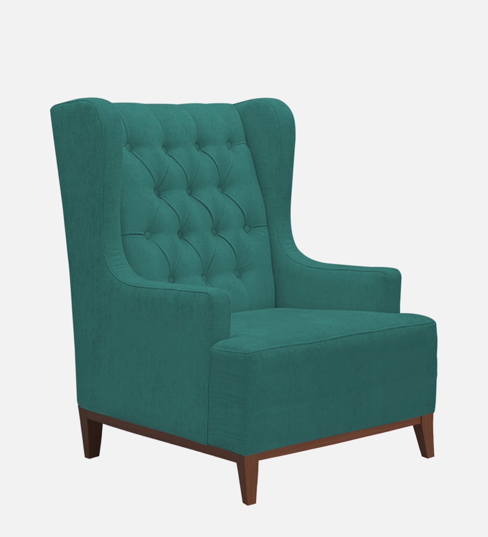 Kuchi Fabric 1 Seater Wing Chair Sofa in Sea Green Colour