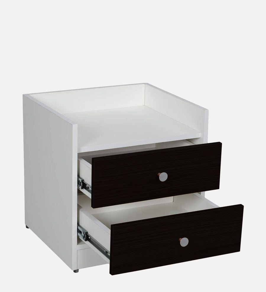 Vexa Bedside Table With Drawer In Wenge Walnut And Frosty White Finish - Febonic Living