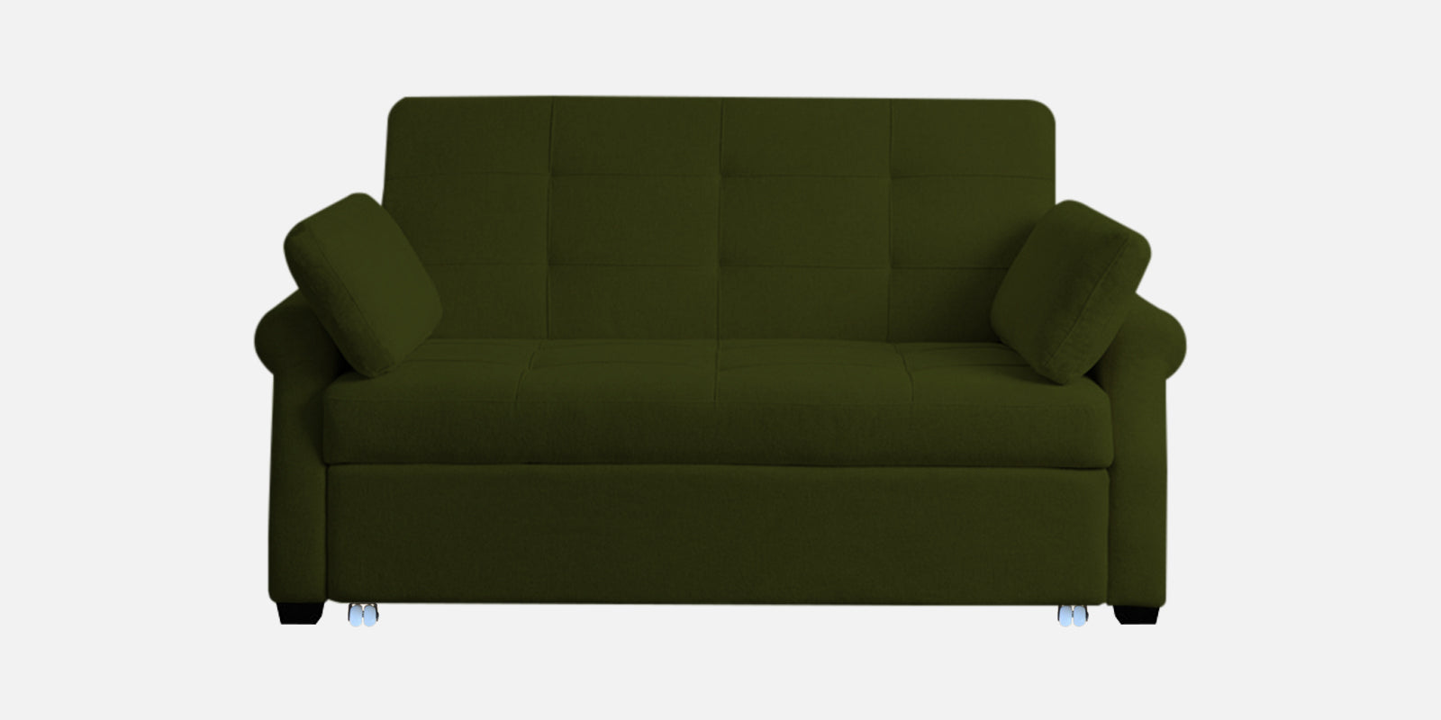 Fornia Fabric 2 Seater Pull Out Sofa Cum Bed In Olive Green Colour