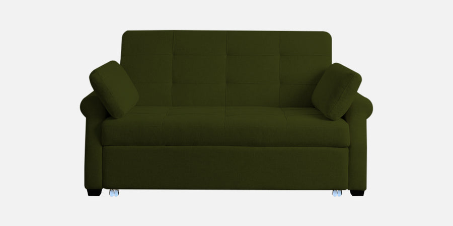 Fornia Fabric 2 Seater Pull Out Sofa Cum Bed In Olive Green Colour - Febonic Living