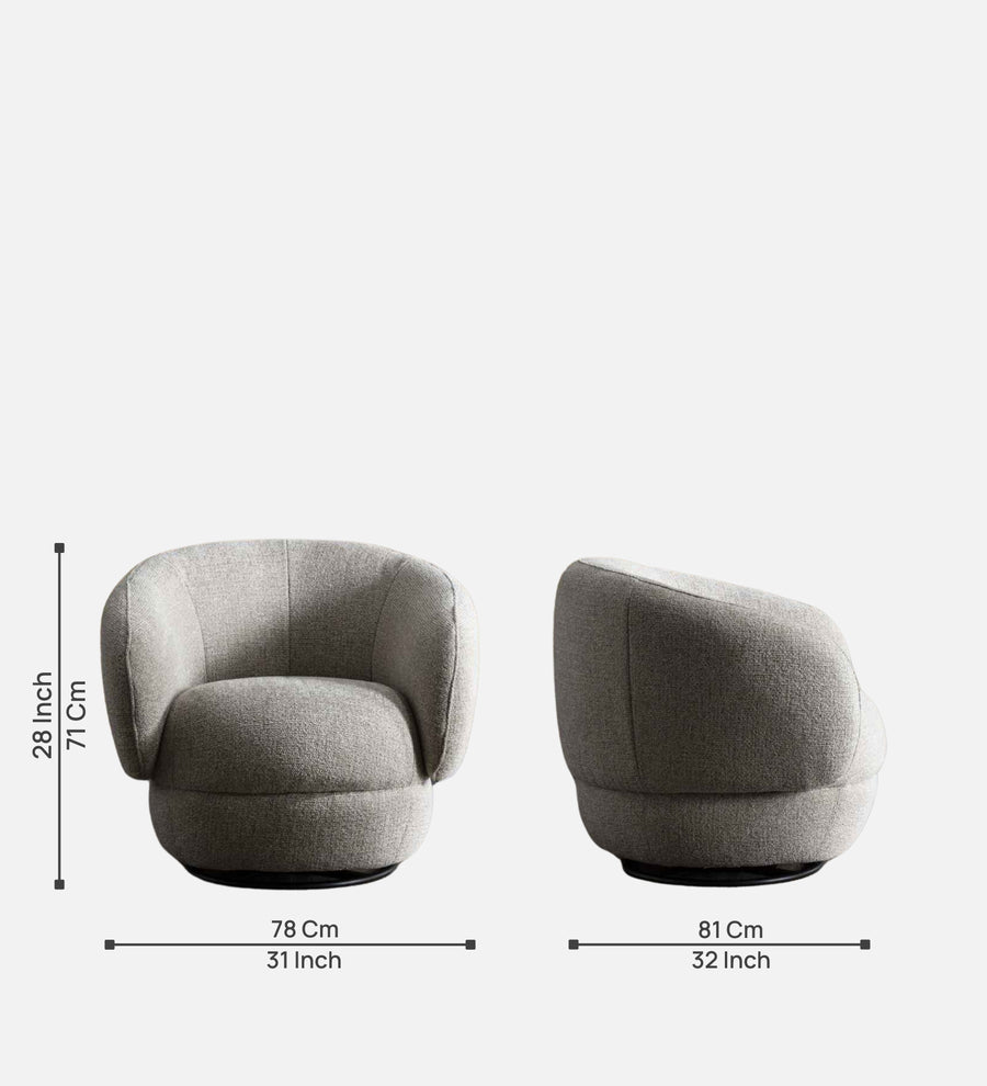 Tura Fabric Swivel Chair In Ash Grey Colour - Febonic Living