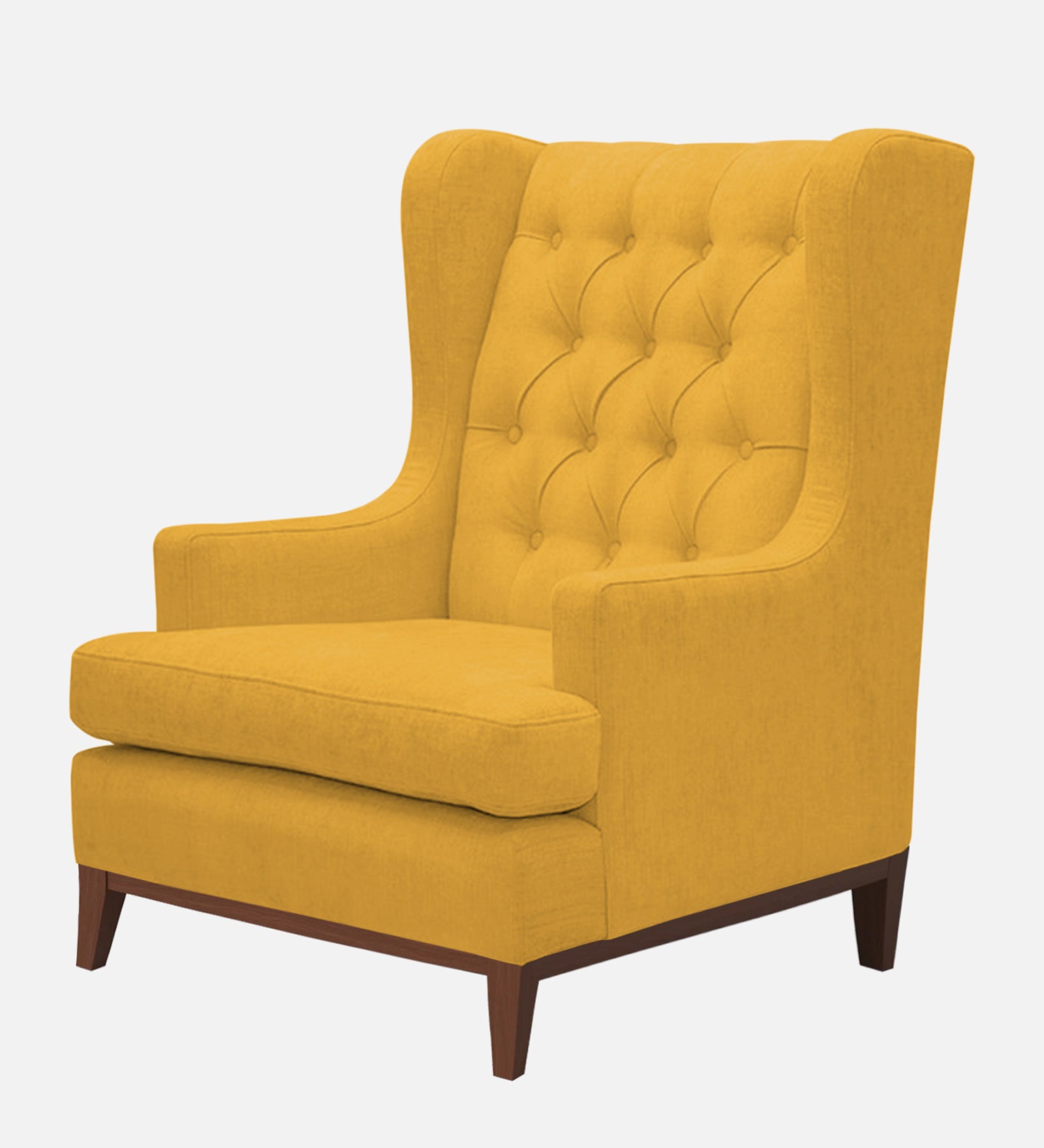 Panas Fabric 1 Seater Wing Chair in Bold Yellow Colour