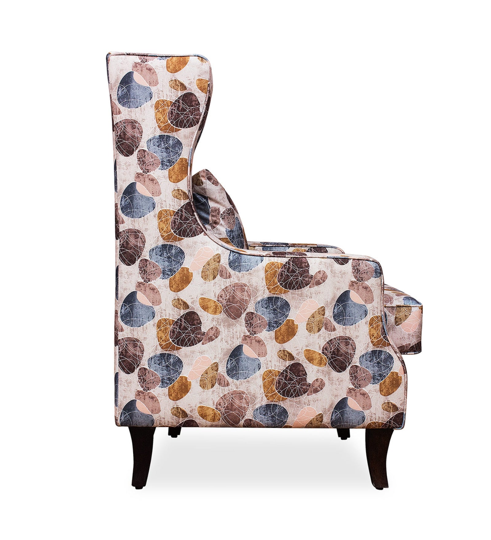 Peter Floral Print Fabric Wing Chair in Multi Colour