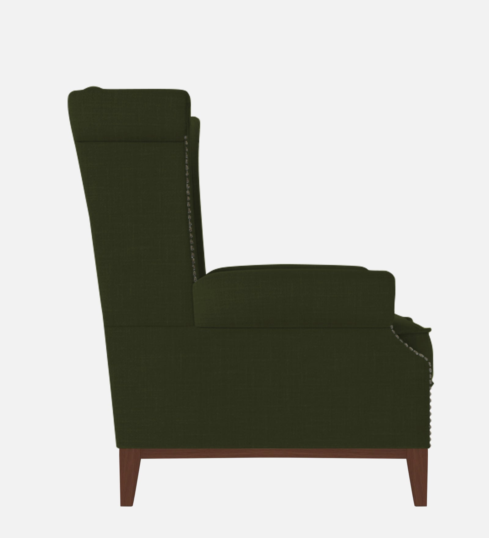 Nory Fabric 1 Seater Wing Chair in Olive Green Colour