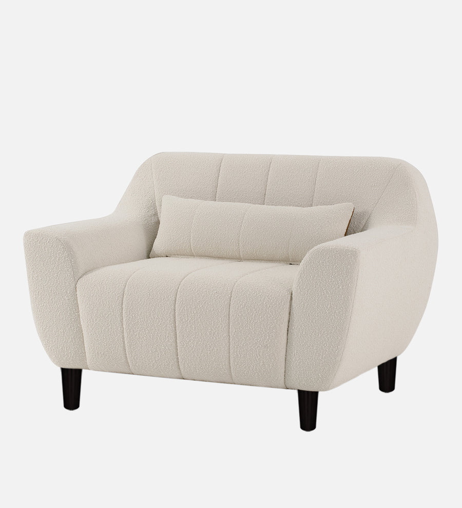 Nesco Boucle Fabric 1 Seater Sofa In Bright White Colour - Febonic Living