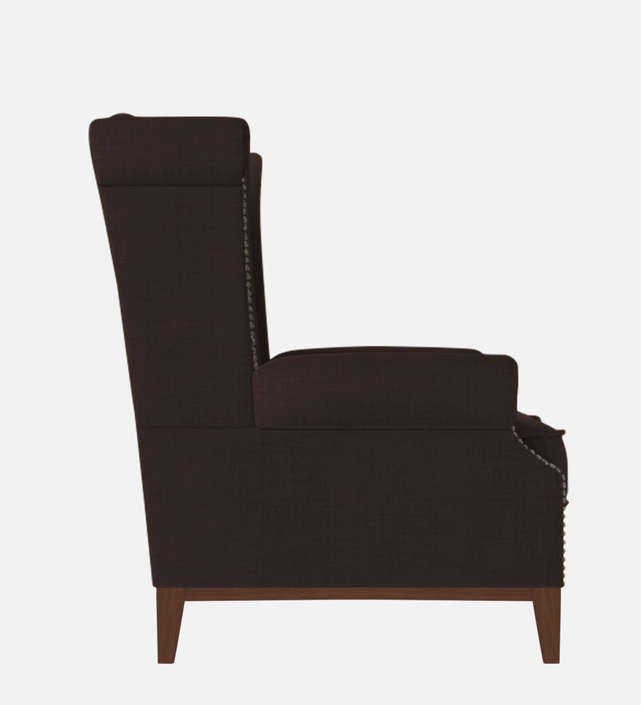Nory Fabric Wing Chair In Coffee Brown Colour - Febonic Living