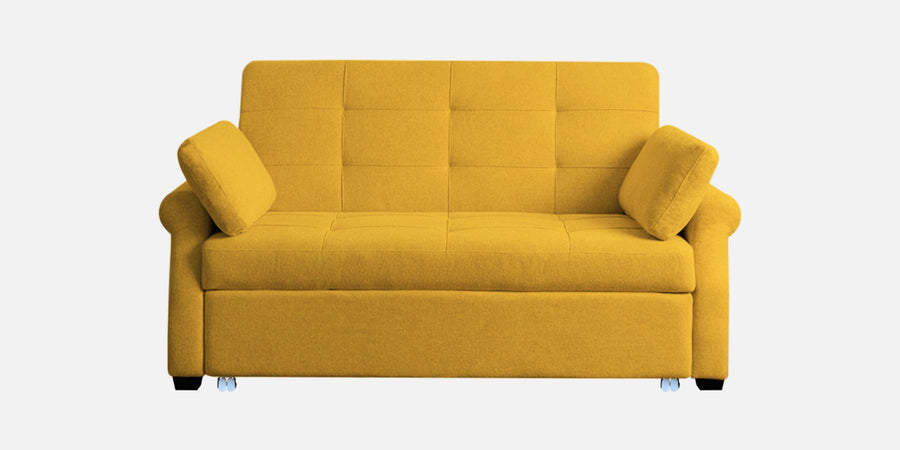 Fornia Fabric 2 Seater Pull Out Sofa Cum Bed In Bold Yellow Colour - Febonic Living