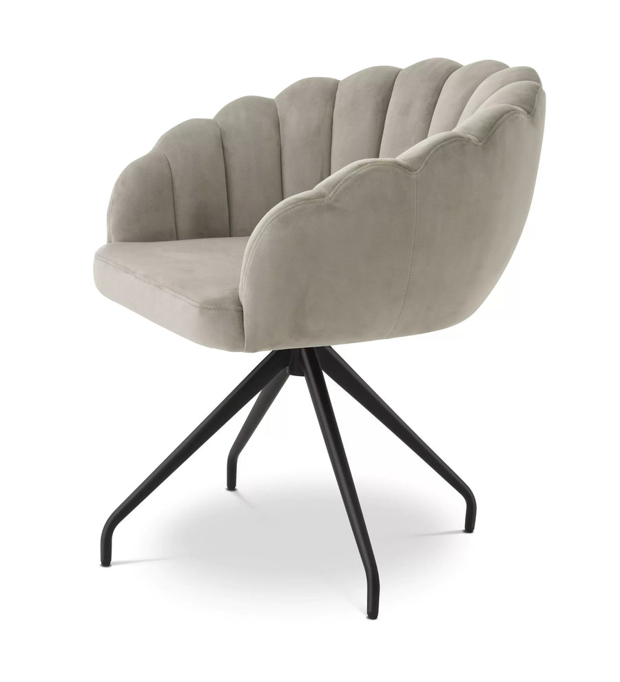 Bruno Velvet Swivel Chair In Cream Beige Colour - Febonic Living