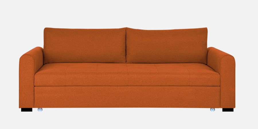 Sigma Fabric 3 Seater Pull Out Sofa Cum Bed In Vivid Orange Colour - Febonic Living