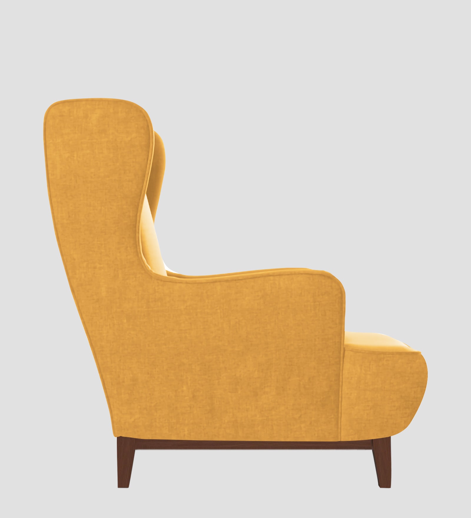 Suri Velvet 1 Seater Wing Chair in Turmeric yellow Colour