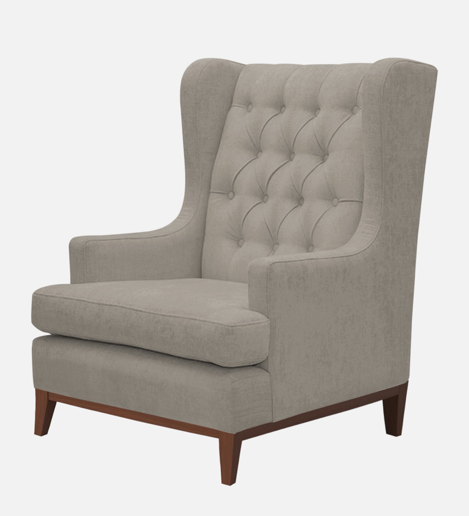 Panas Fabric 1 Seater Wing Chair in Ash Grey Colour