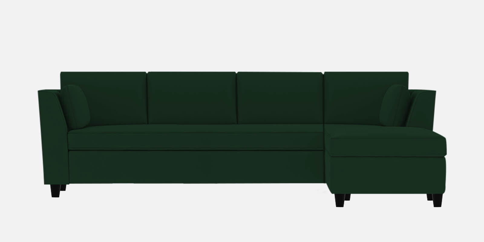 Bristo Velvet LHS Sectional Sofa 4 Seater + Ottoman  in Forest Green Colour