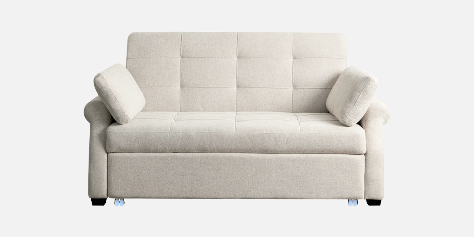 Fornia Fabric 2 Seater Pull Out Sofa Cum Bed In Ivory Cream Colour