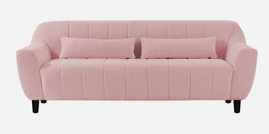 Nesco Boucle Fabric 3 Seater Sofa In Basi Pink Colour - Febonic Living