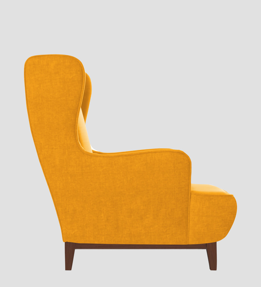 Suri Velvet Wing Chair In Safforn Yellow Colour - Febonic Living