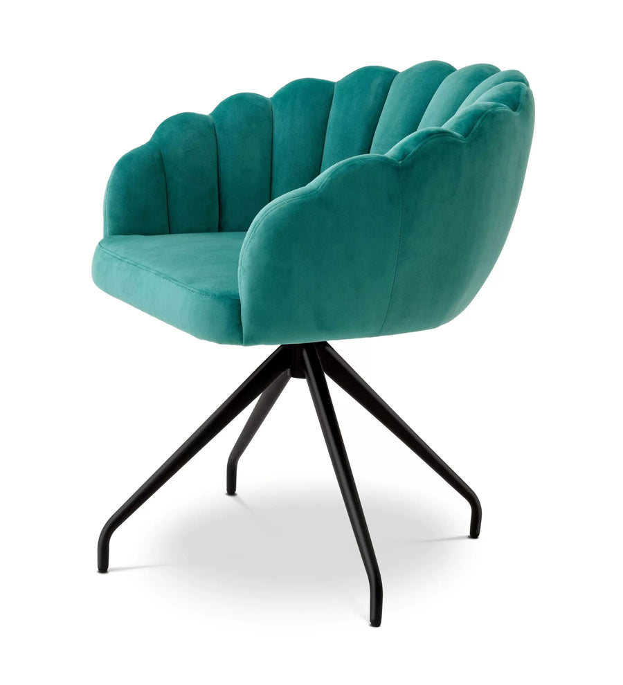 Bruno Velvet Swivel Chair In Pine Green Colour - Febonic Living