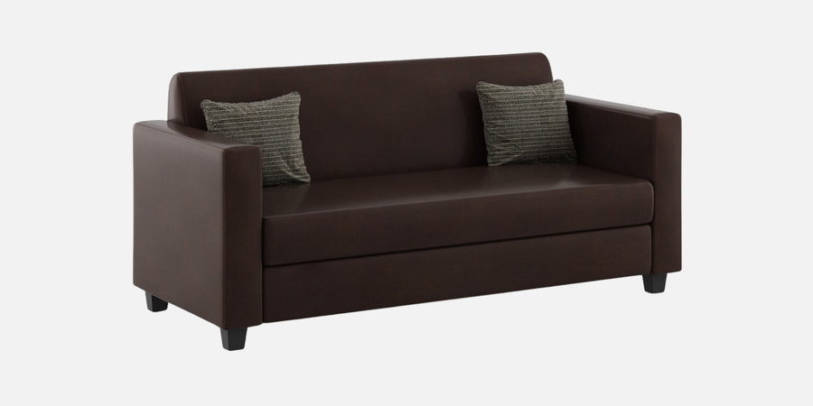 Baley Leatherette 3 Seater Sofa In Dark Brown Colour - Febonic Living