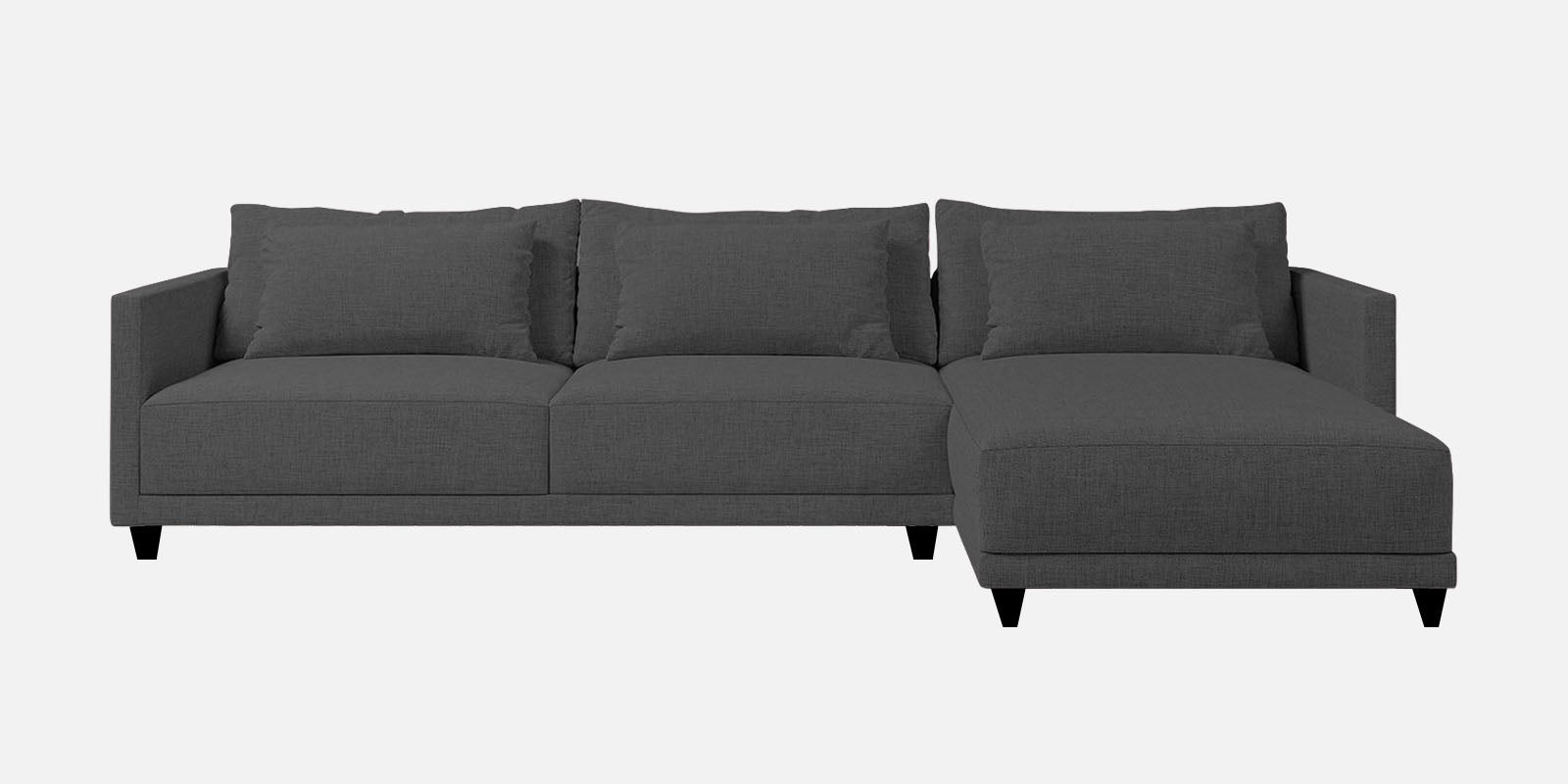 Kera Fabric LHS Sectional Sofa (3+Lounger) In Charcoal Grey Colour