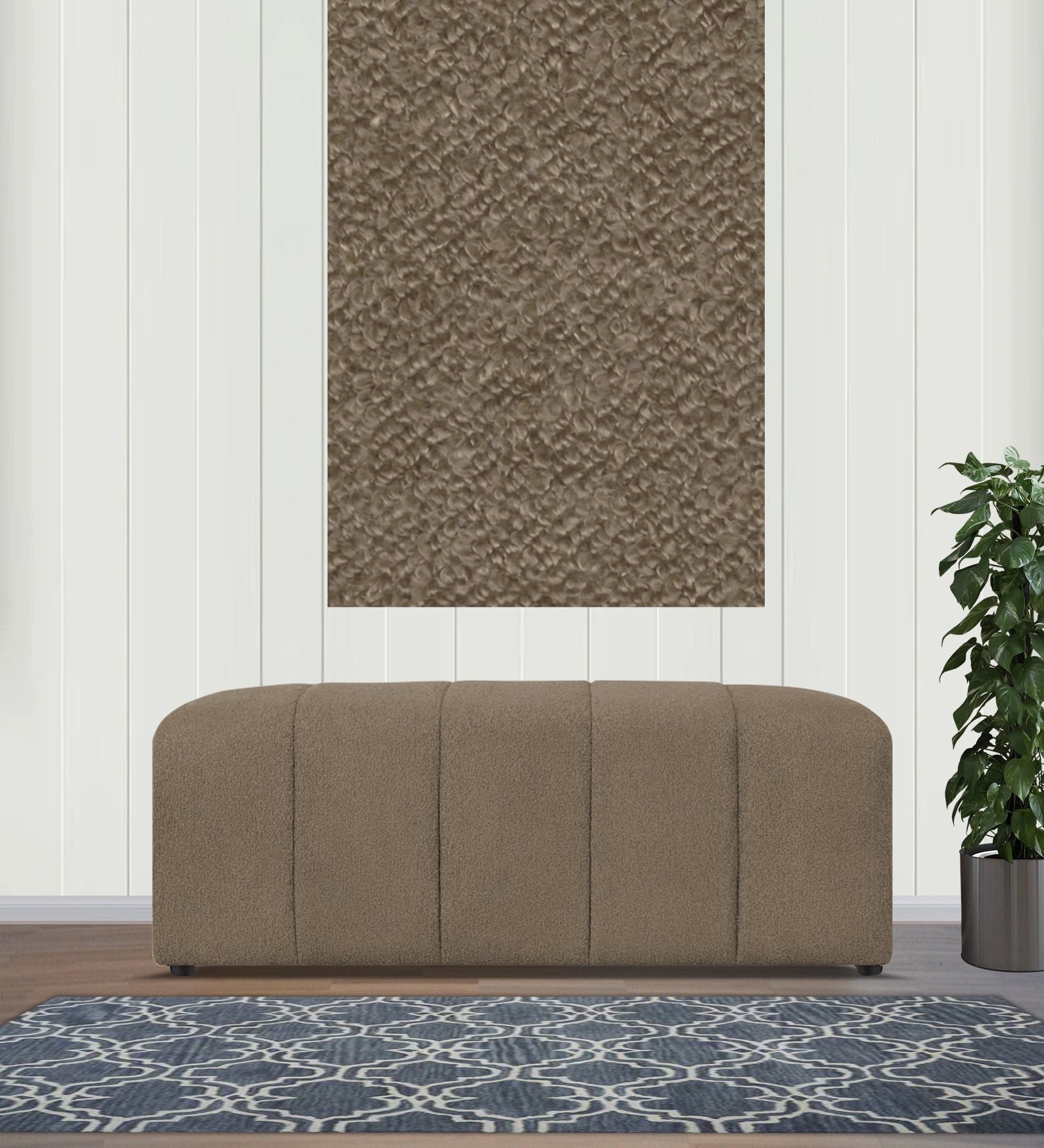 Boucle Poly Cotton Fur Fabric Caro Beige Colour