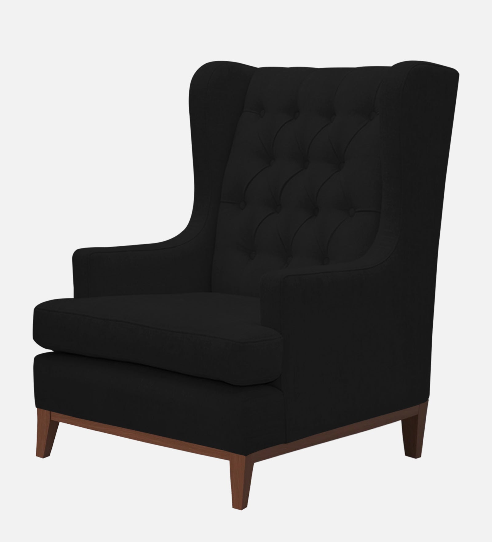 Panas Fabric 1 Seater Wing Chair in Zed Black Colour