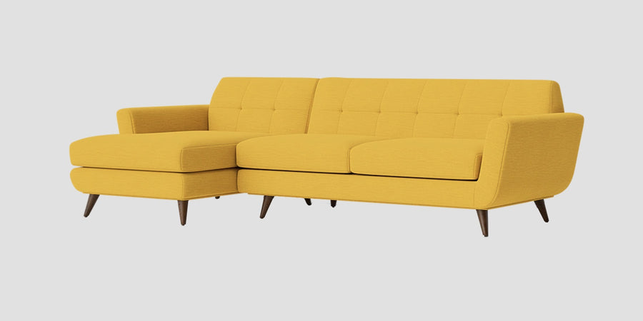 Jasmin Fabric Rhs Sectional Sofa 3 Lounger In Bold Yellow Colour - Febonic Living