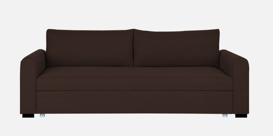 Sigma Fabric 3 Seater Pull Out Sofa Cum Bed In Coffee Brown Colour - Febonic Living