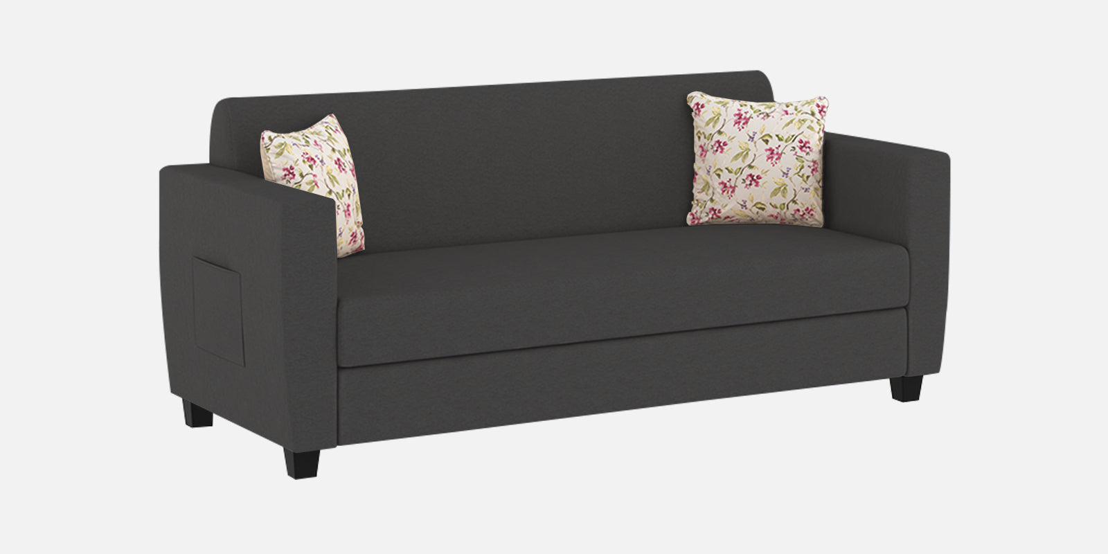 Gozi Fabric 3 Seater Sofa In Charcoal Grey Colour