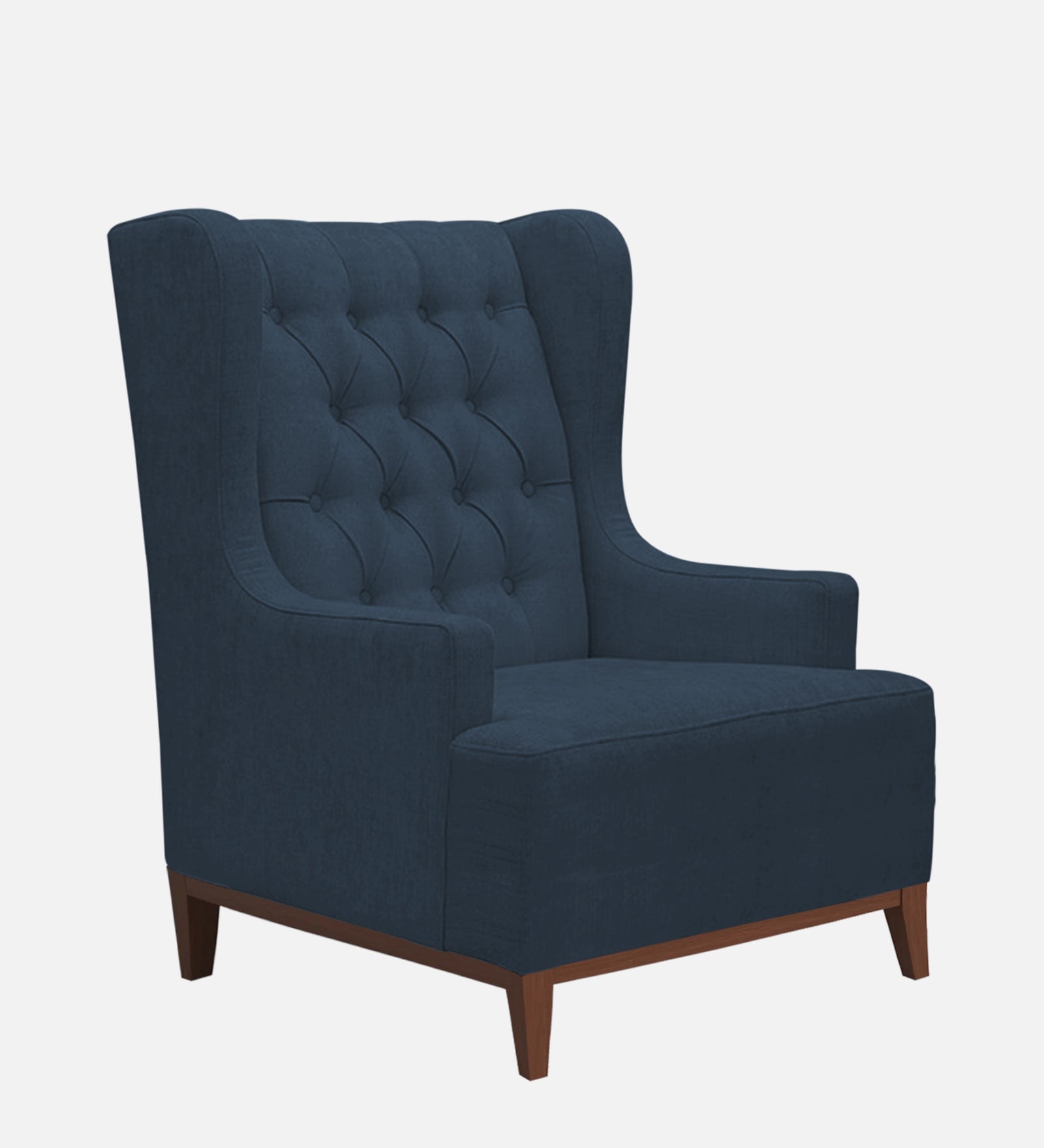 Kuchi Fabric 1 Seater Wing Chair Sofa in Light Blue Colour