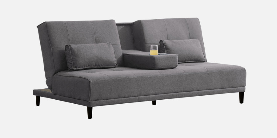 Jerry Fabric 3 Seater Convertible Sofa Cum Bed In Sudo Grey Colour - Febonic Living