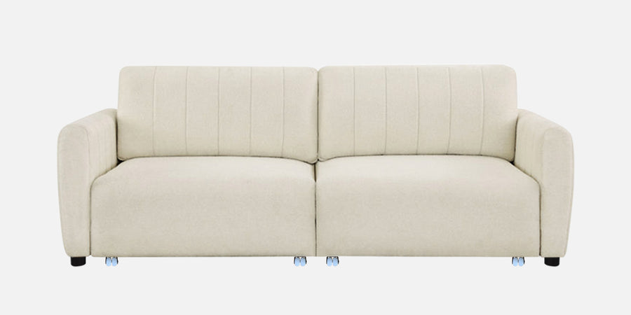 Vima Fabric 3 Seater Pull Out Sofa Cum Bed In Ivory Cream Colour - Febonic Living