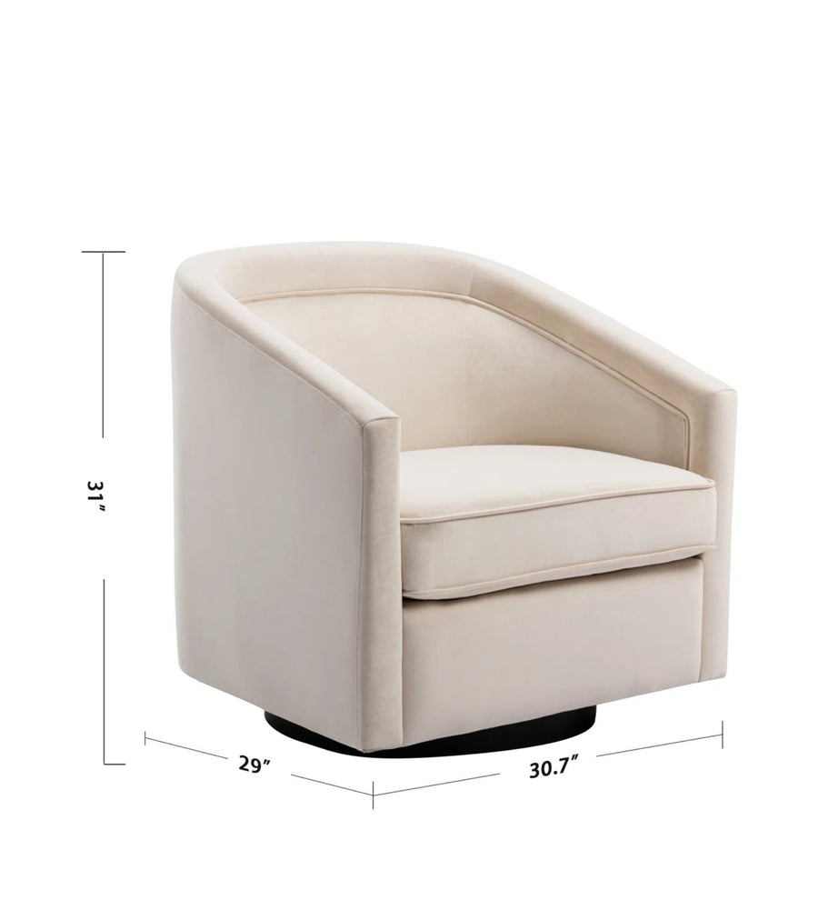 Boomer Velvet Swivel Chair In Camel Beige Colour - Febonic Living