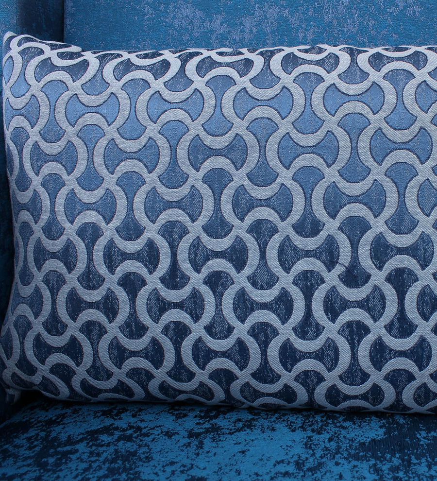 Jade Printed Fabric Wing Chair In Blue Colour - Febonic Living