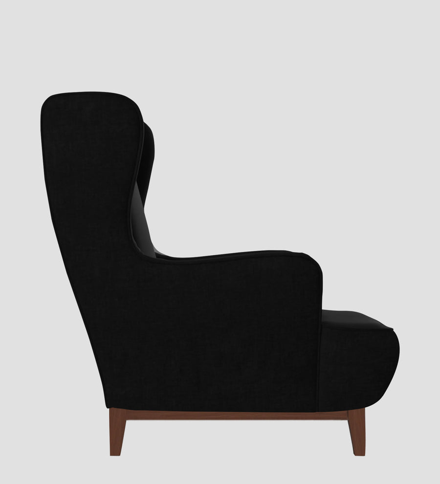 Suri Velvet Wing Chair In Adam Black Colour - Febonic Living