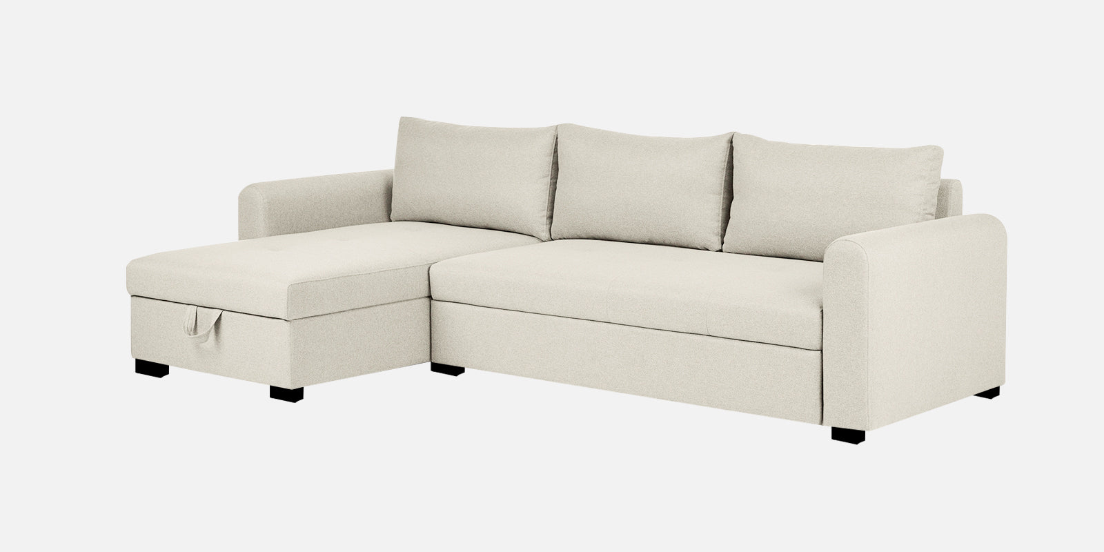 Sigma Fabric RHS Sectional (3+ Lounger) in Ivory Cream Colour