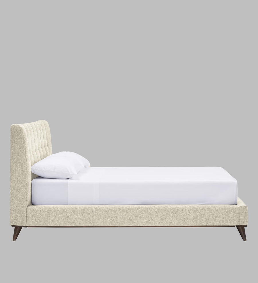 Jasmin Fabric Upholstered Queen Bed In Ivory Cream Colour - Febonic Living