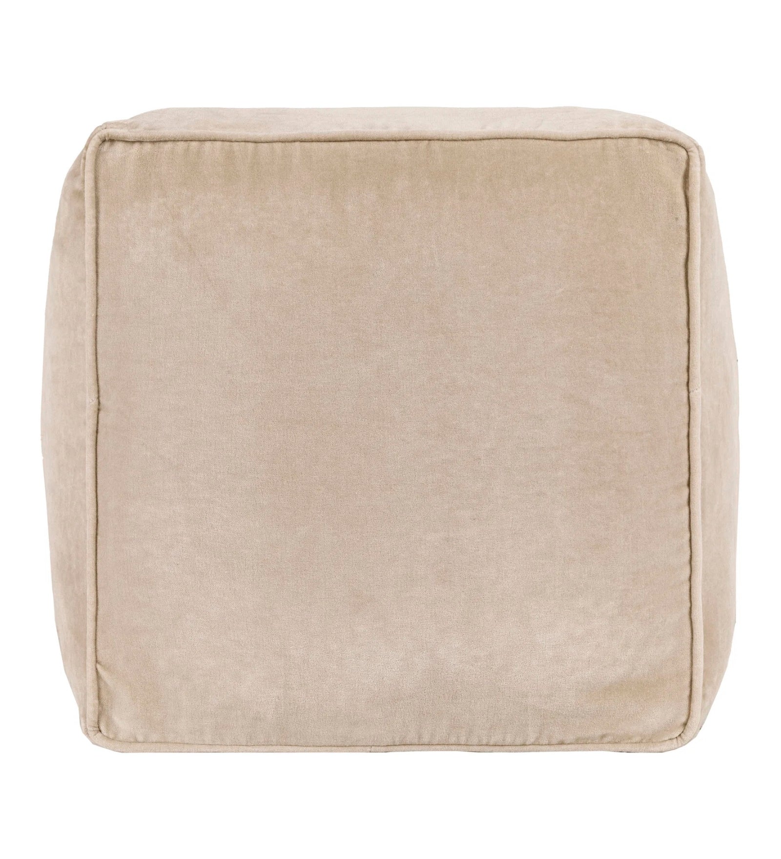 Jonny Velvet Pouffe In Camel Beige Colour