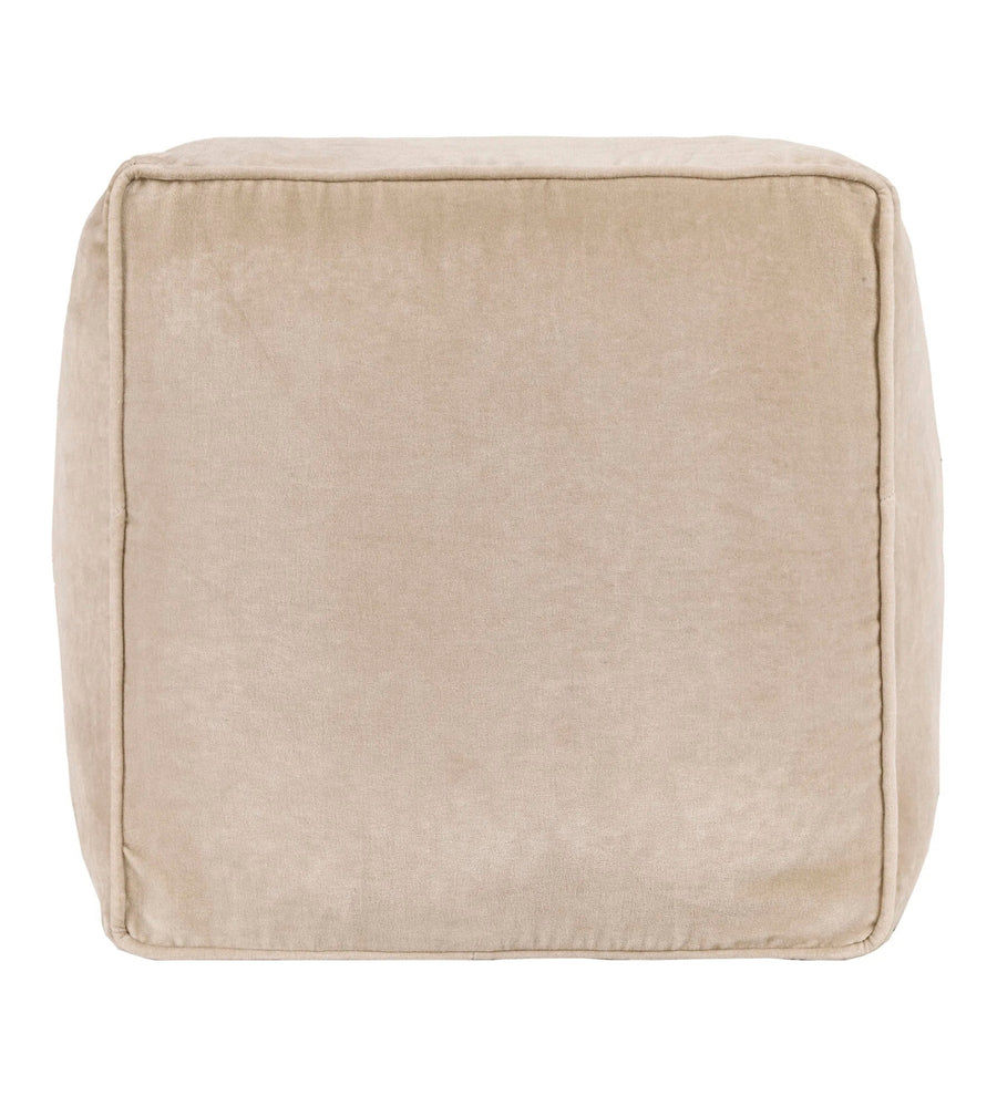 Jonny Velvet Pouffe In Camel Beige Colour - Febonic Living