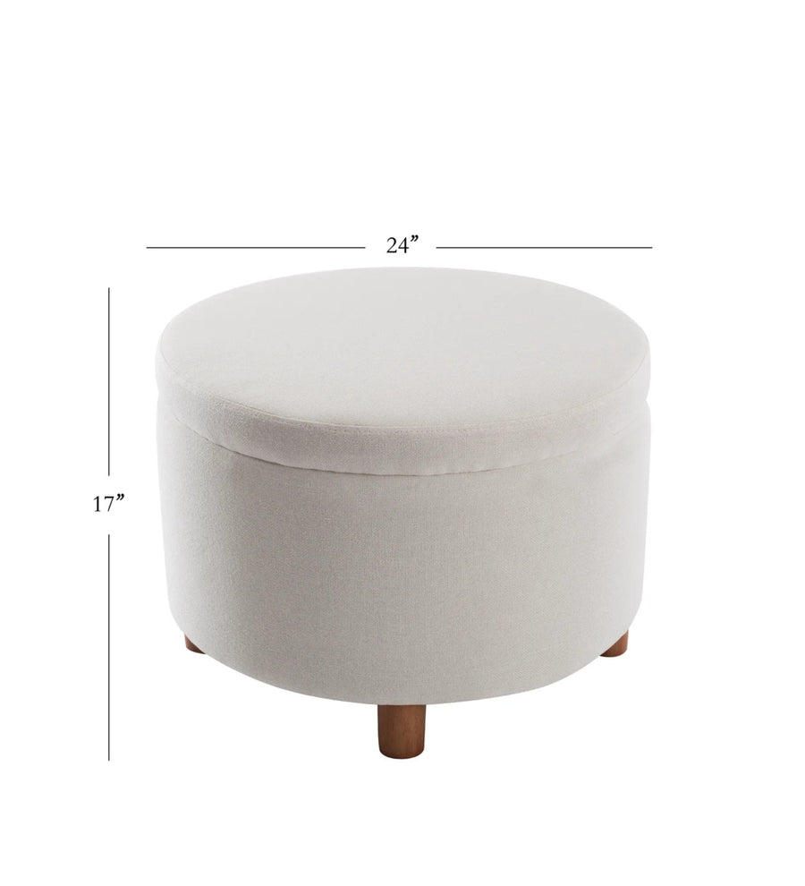 Meera Fabric Ottoman In Lit Grey Colour With Storage - Febonic Living