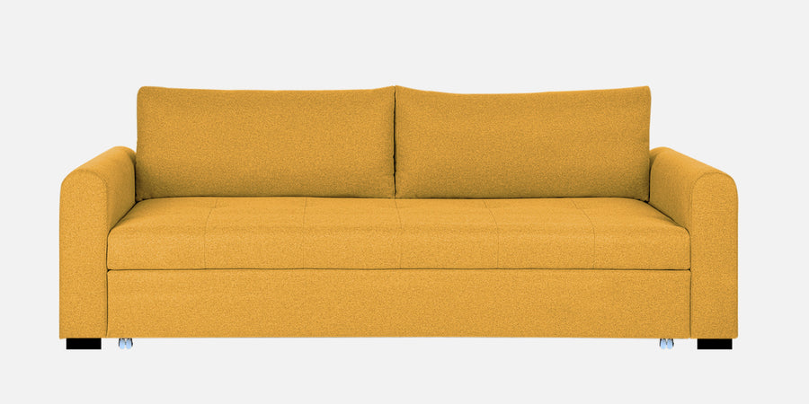 Sigma Fabric 3 Seater Pull Out Sofa Cum Bed In Bold Yellow Colour - Febonic Living