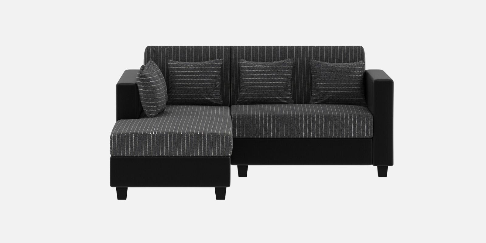 Baley Fabric LHS Sectional Sofa (2 + Lounger) In Lama Black Colour