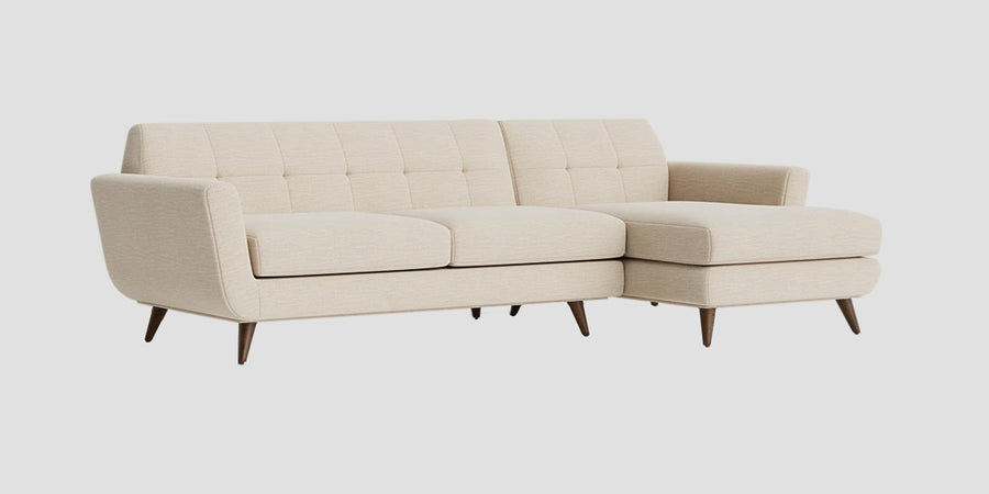 Jasmin Fabric Lhs Sectional Sofa 3 Lounger In Ivory Cream Colour - Febonic Living