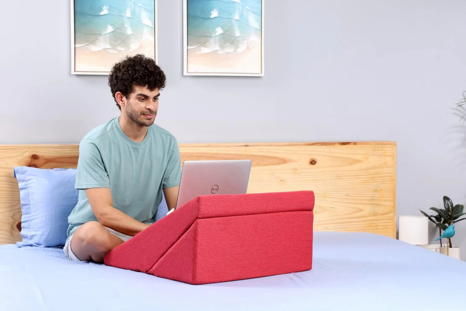 Cedar Fabric Wegde Pillows in Ruby Red Colour - Febonic Living