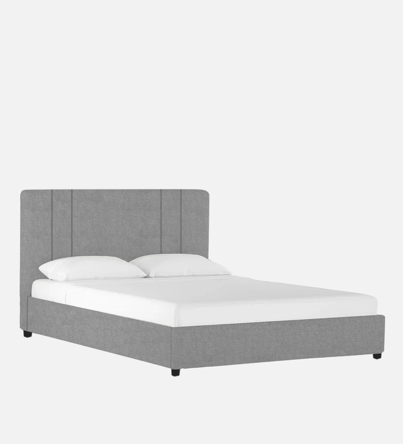 Asyra Velvet King Size Bed in Light Grey Colour With Storage