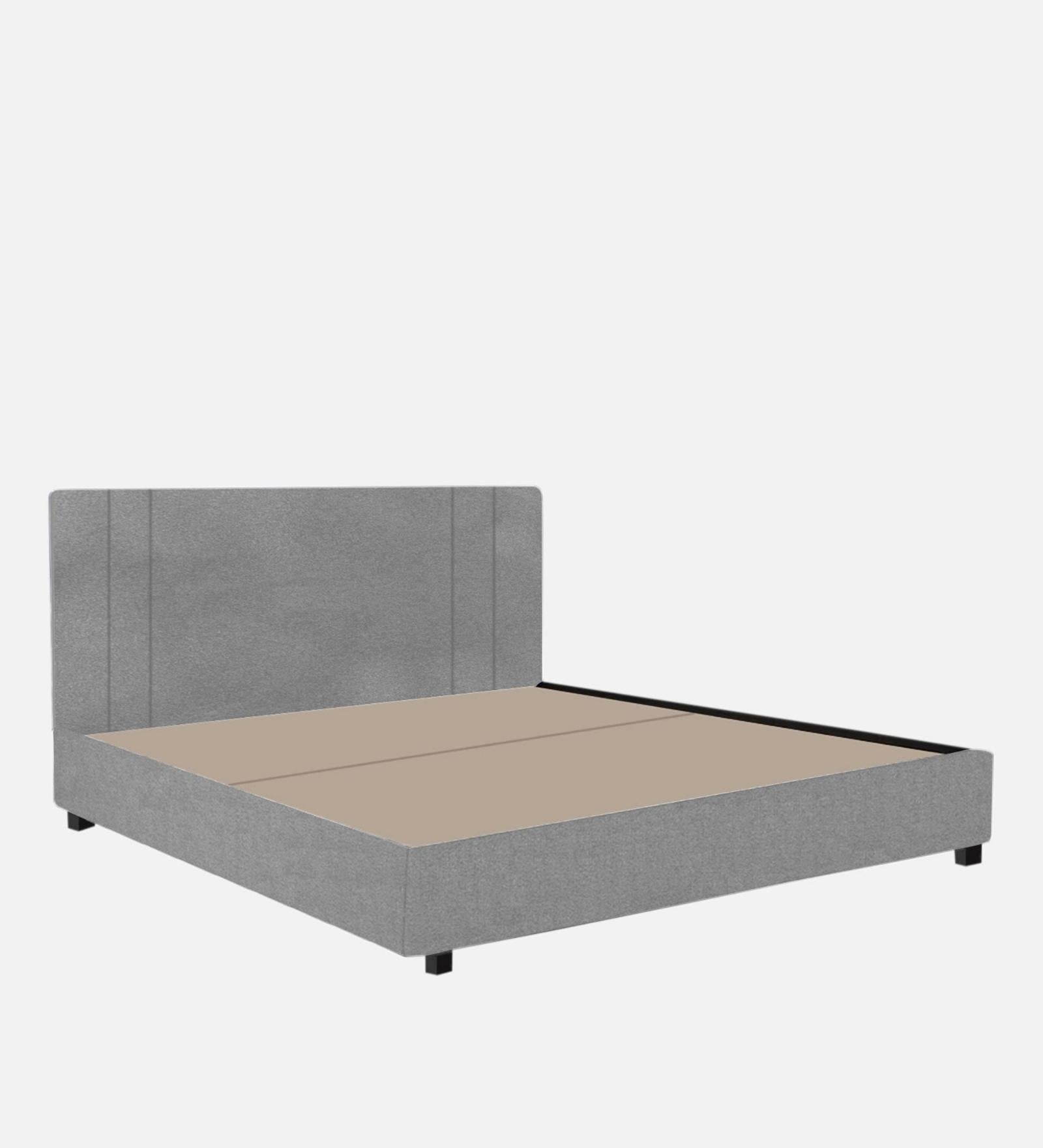 Asyra Velvet King Size Bed in Light Grey Colour With Storage