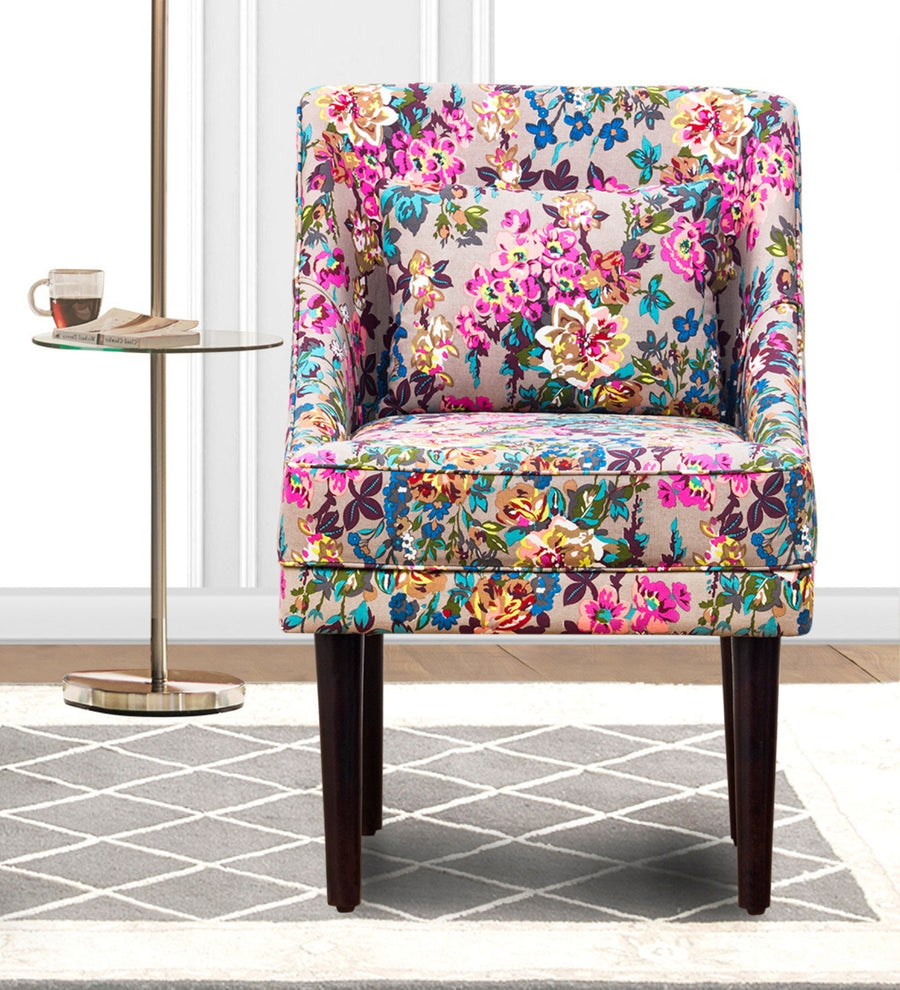 Moly Floral Print Fabric Accent Chair In Multi Colour 1 - Febonic Living