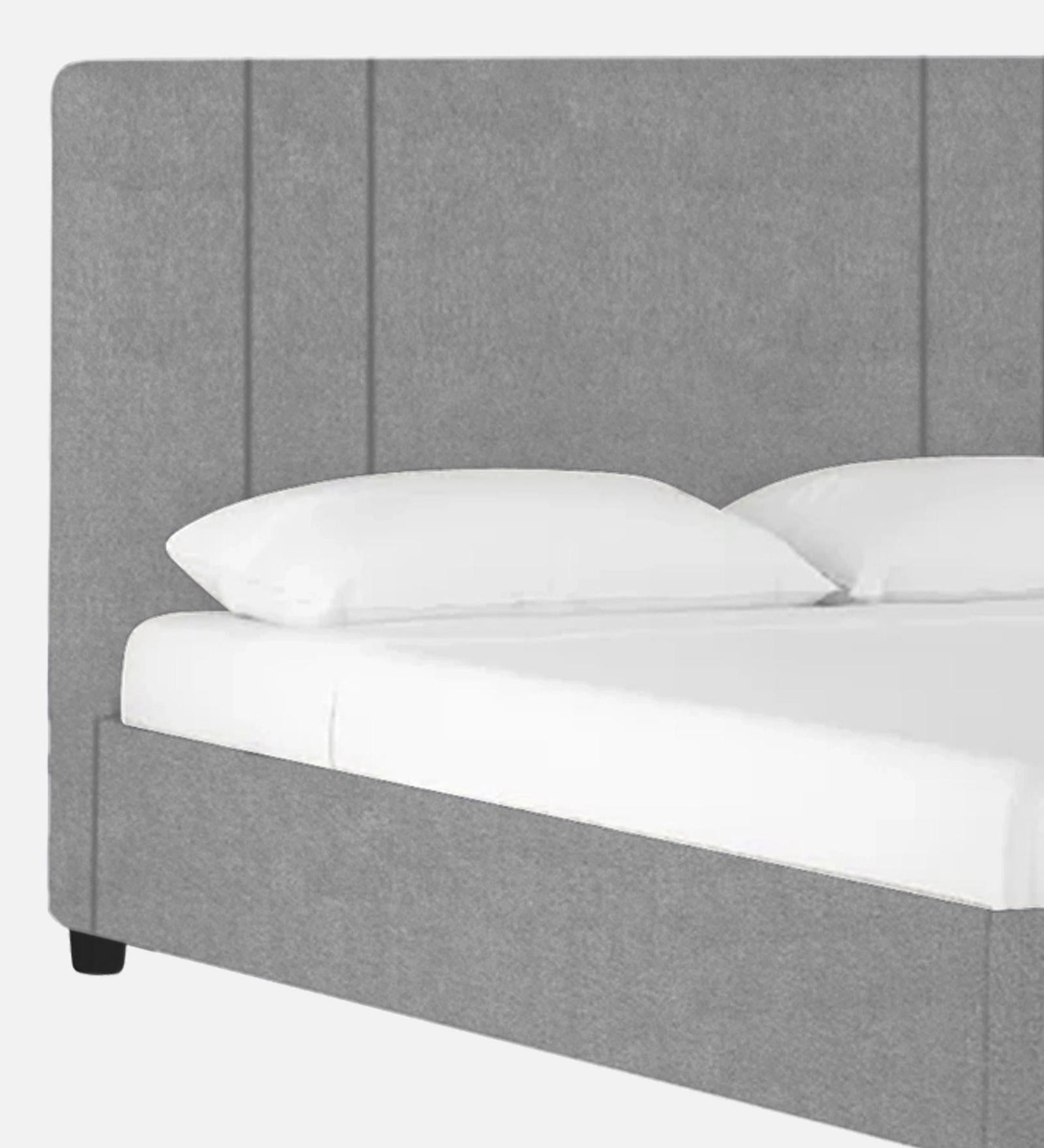 Asyra Velvet King Size Bed in Light Grey Colour With Storage