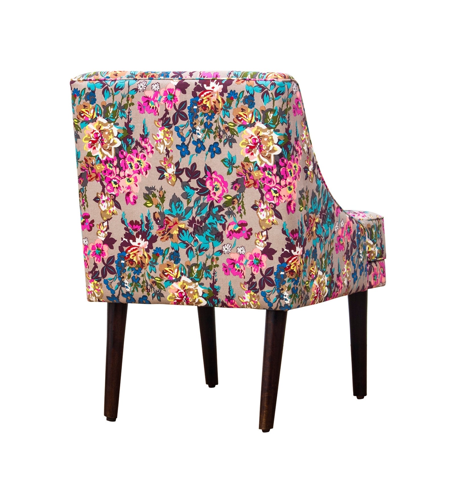 Moly Floral Print Fabric Accent Chair in Multi Colour