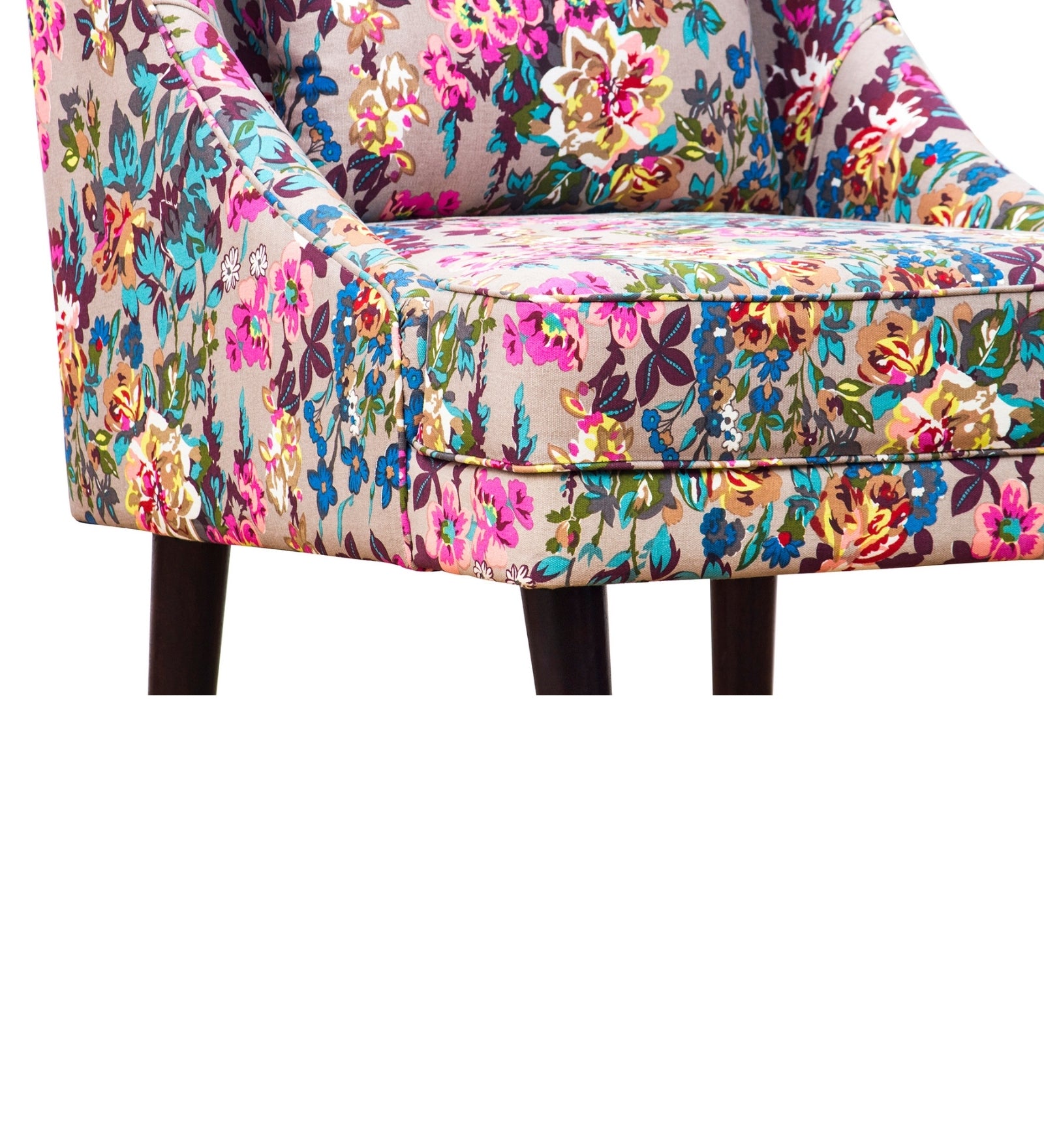 Moly Floral Print Fabric Accent Chair in Multi Colour