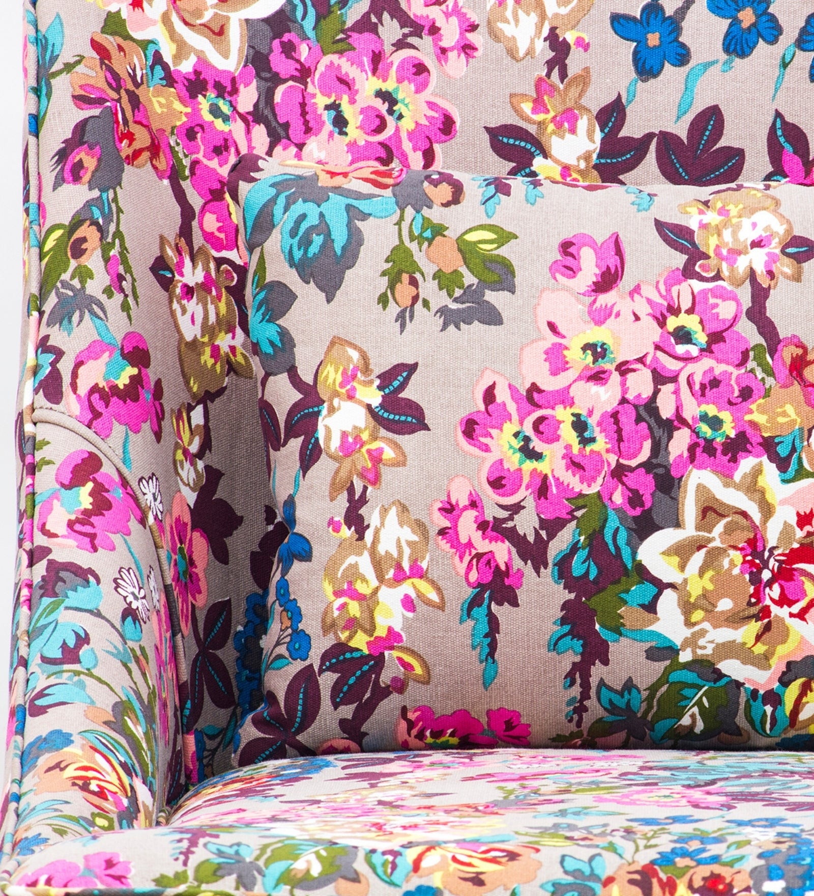 Moly Floral Print Fabric Accent Chair in Multi Colour