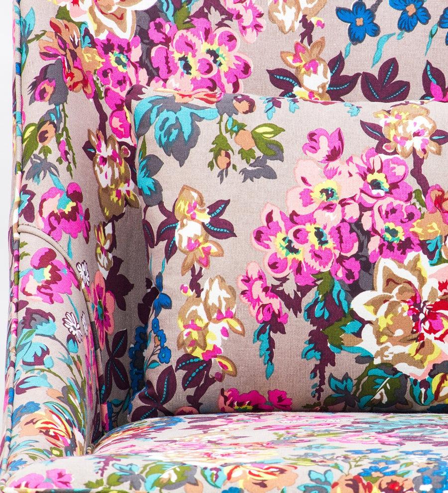 Moly Floral Print Fabric Accent Chair In Multi Colour 1 - Febonic Living